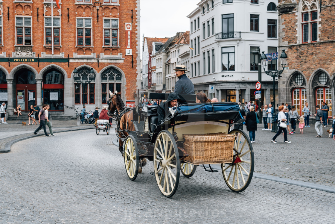 "Horse carriage for tourists in Market Square in the medieval cit" stock image