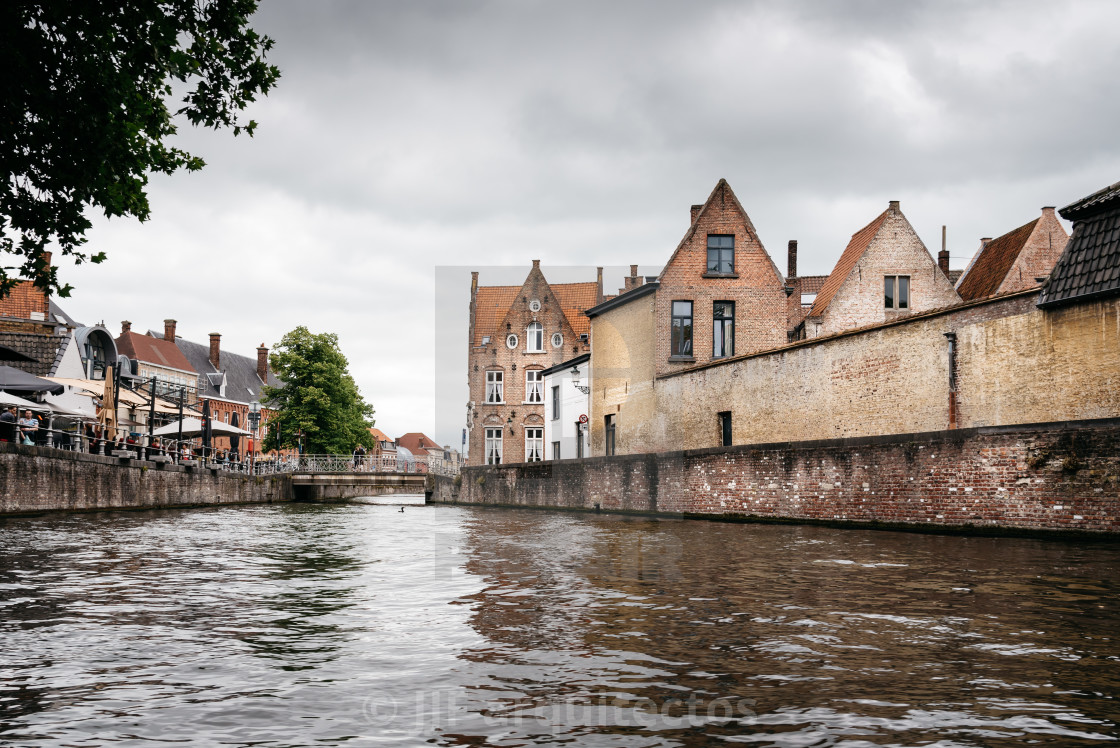 "Canal in the medieval city of Bruges" stock image