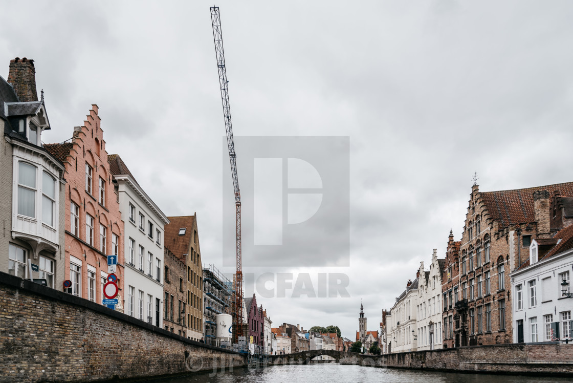 "Canal in the medieval city of Bruges" stock image