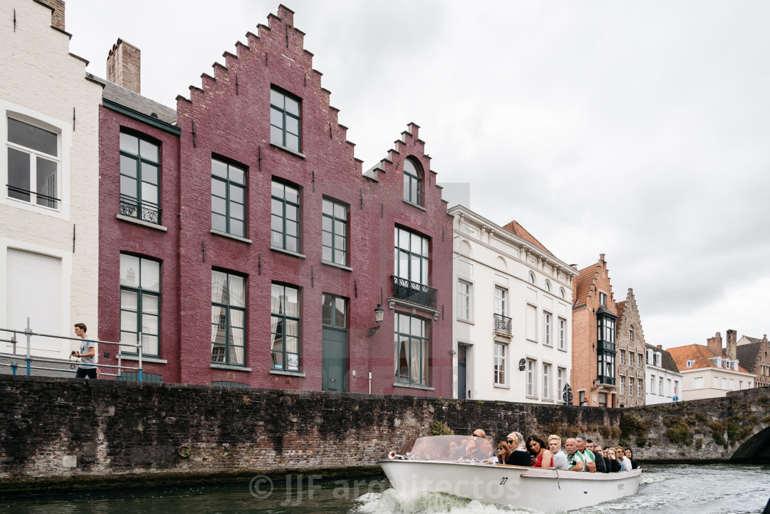 "Canal in the medieval city of Bruges" stock image