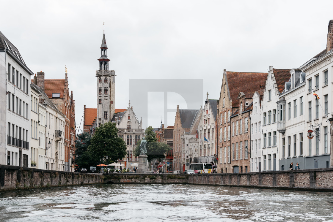 "Canal in the medieval city of Bruges" stock image