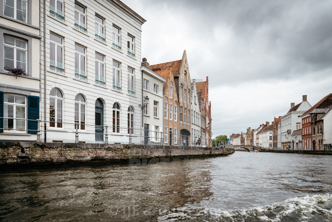 "Canal in the medieval city of Bruges" stock image