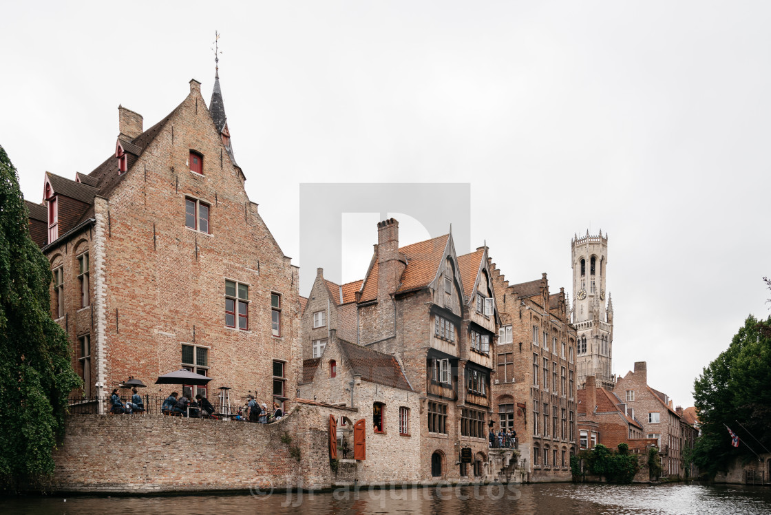 "Cityscape of Canal in the medieval city of Bruges" stock image