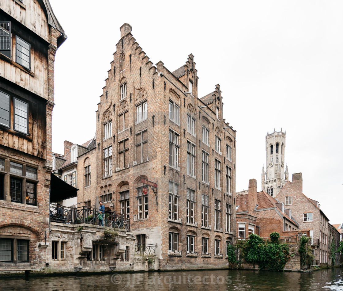 "Cityscape of Canal in the medieval city of Bruges" stock image