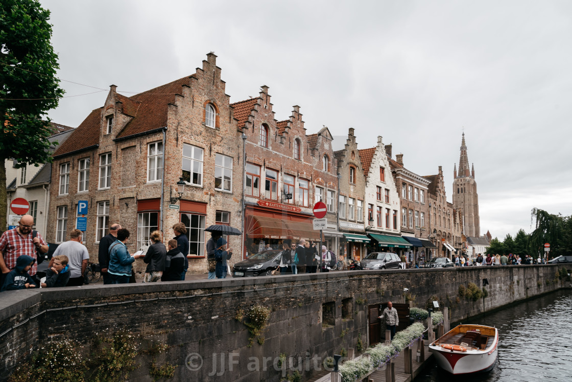 "Cityscape of Canal in the medieval city of Bruges" stock image