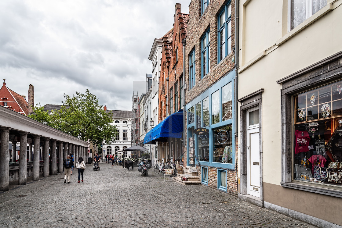 "Cityscape of the medieval city of Bruges" stock image