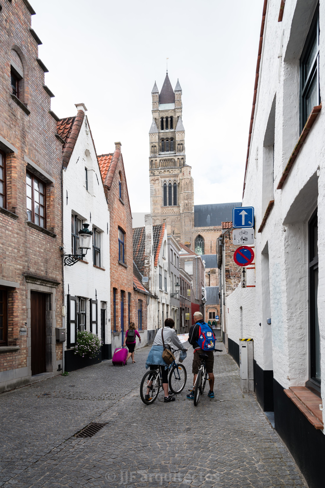 "Cityscape of the medieval city of Bruges" stock image