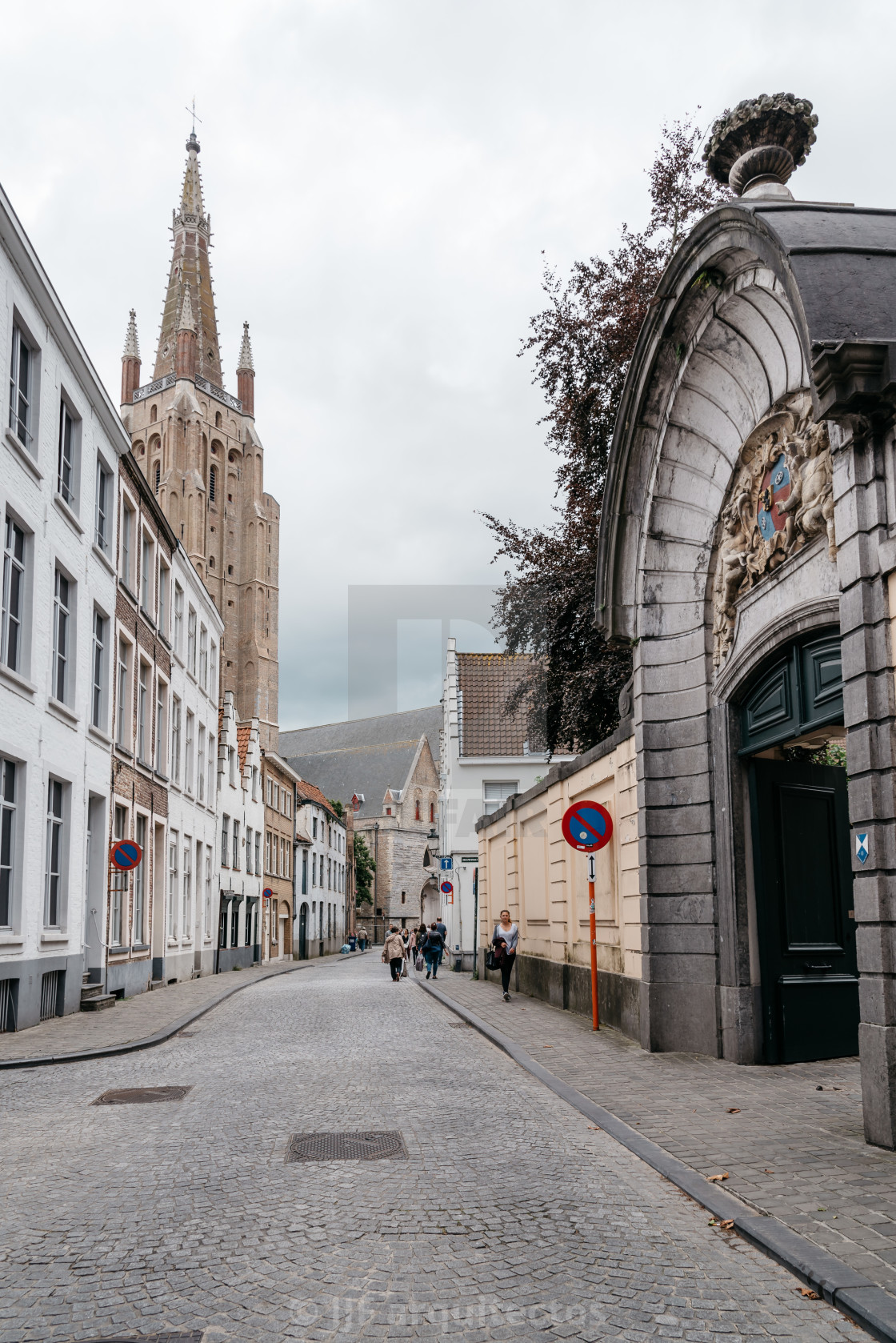 "Cityscape of the medieval city of Bruges" stock image