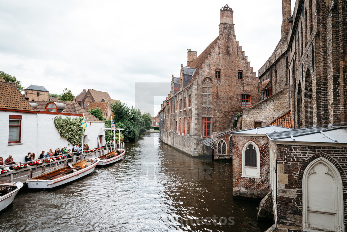 "Cityscape of Canal in the medieval city of Bruges" stock image