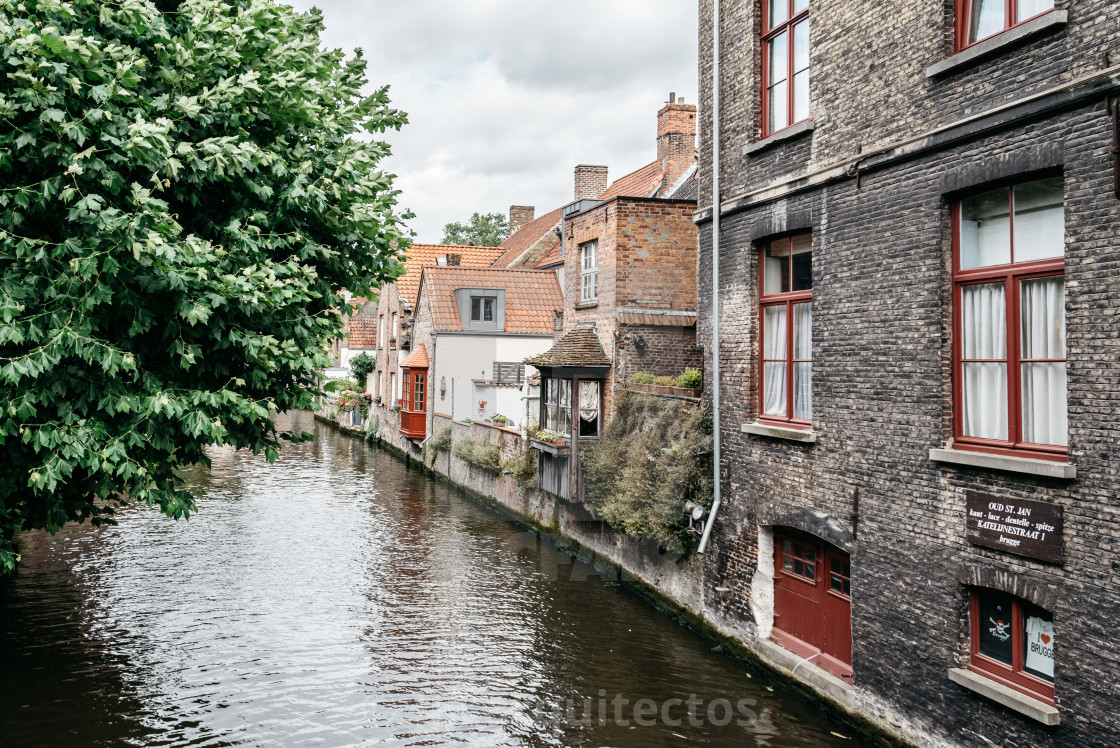 "Cityscape of Canal in the medieval city of Bruges" stock image