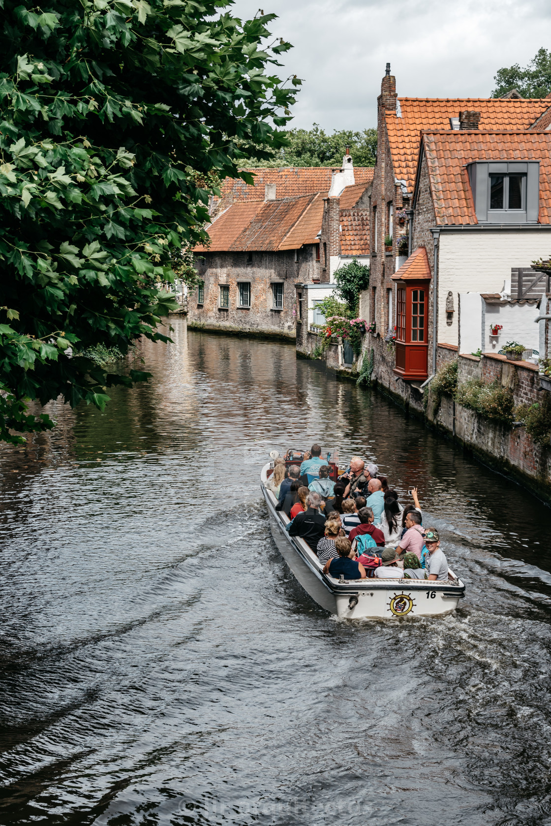 "Cityscape of Canal in the medieval city of Bruges" stock image