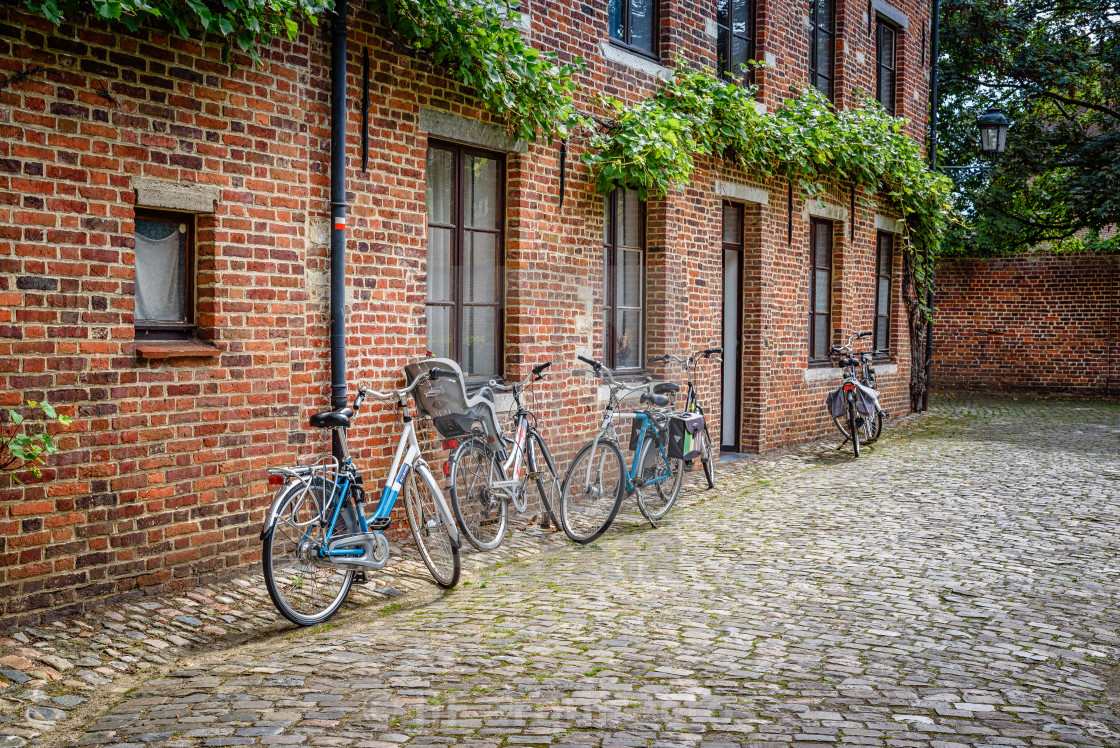 "Bicycles parked in a house" stock image