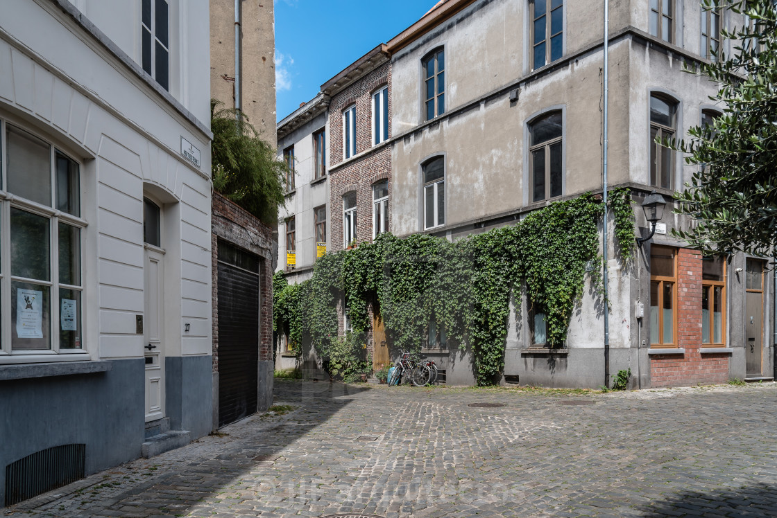 "Empty street in historical city centre of Ghent" stock image