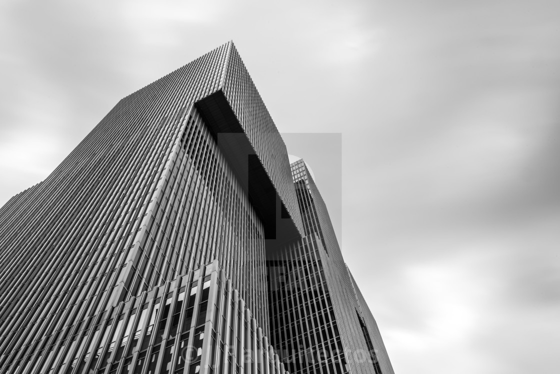 "Low angle view of modern architecture office building in Rotterd" stock image