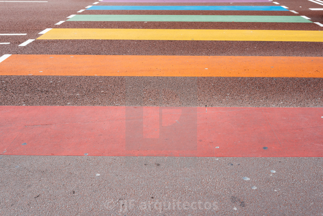 "Rainbow painted crossroads in Utrecht, Netherlands" stock image