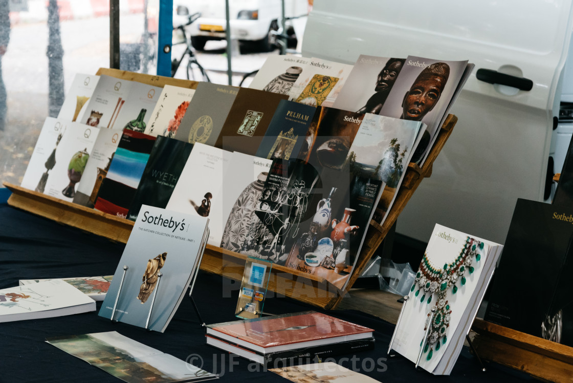 "Book and antiques market stall in the street of The Hague" stock image