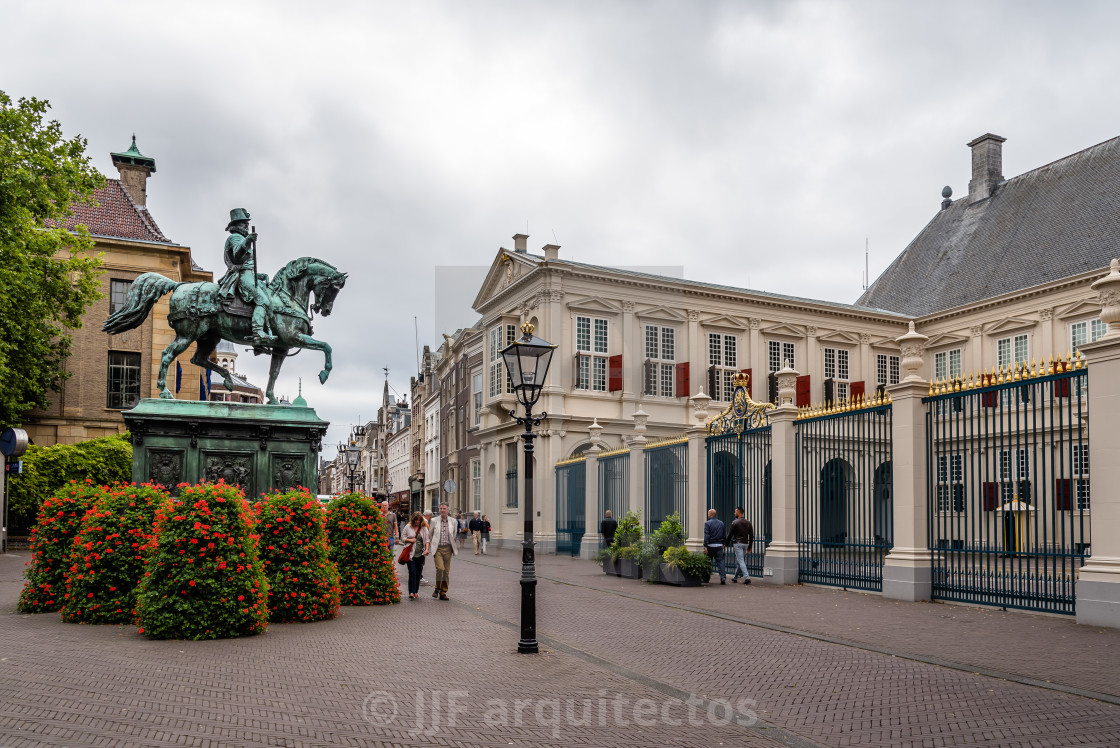 "Entrance to Noordeinde Palace in The Hague" stock image