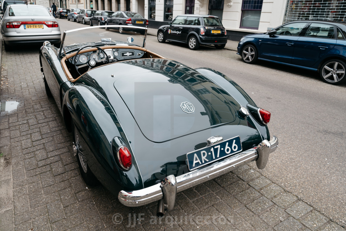 "Classic sport car in the street of The Hague" stock image