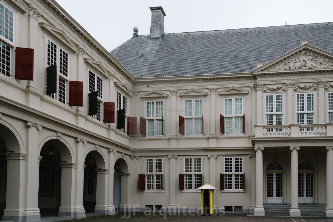 "Entrance to Noordeinde Palace in The Hague" stock image