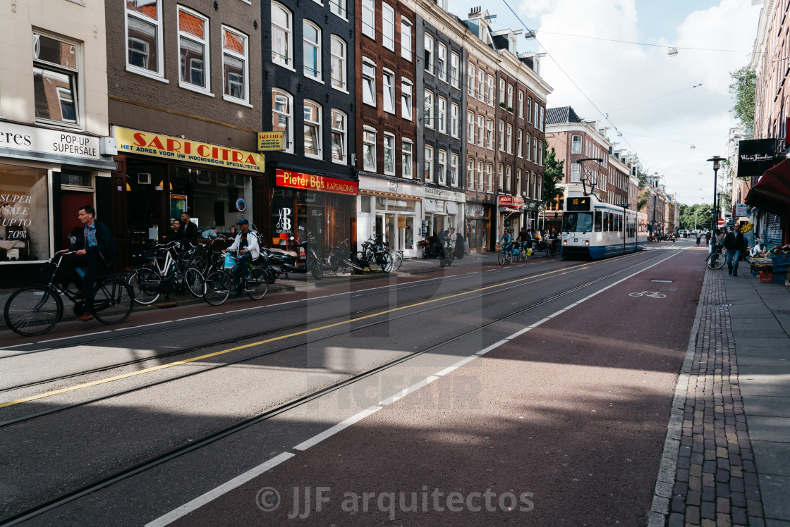 "Street in Oude Pijp, a neighborhood in Amsterdam, a cloudy day o" stock image