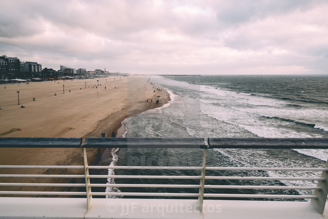 "High angle view of the beach of The Hague. Summer evening" stock image