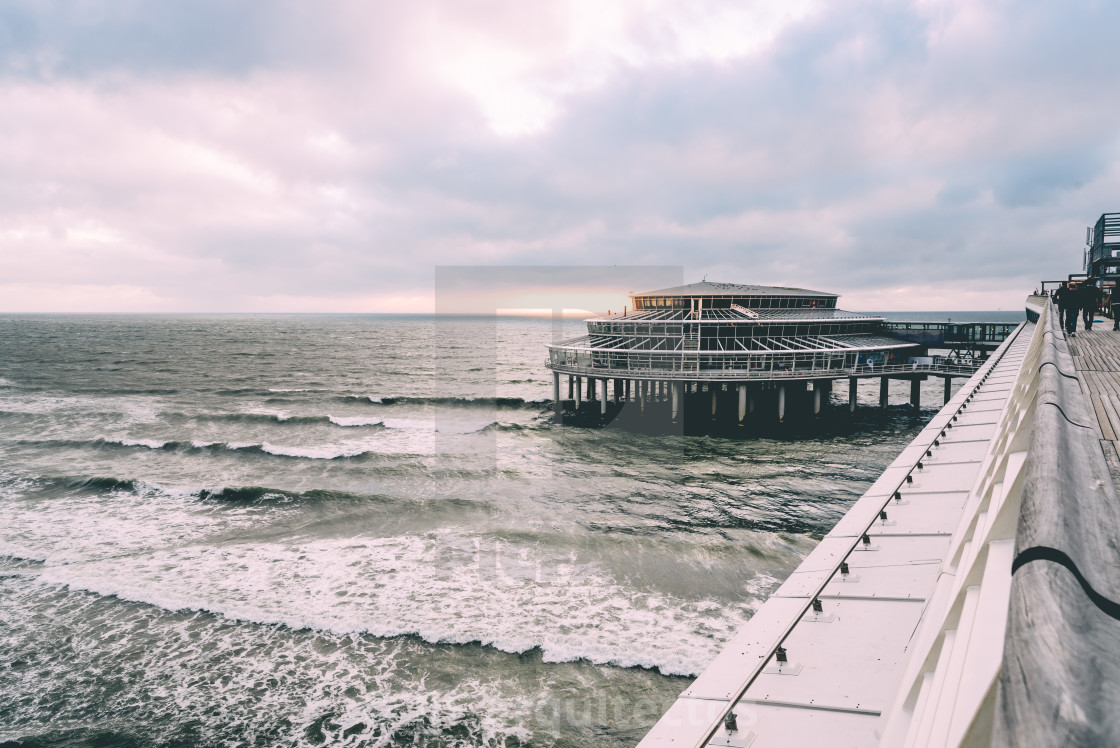 "High angle view of the beach of The Hague. Summer at sunset" stock image