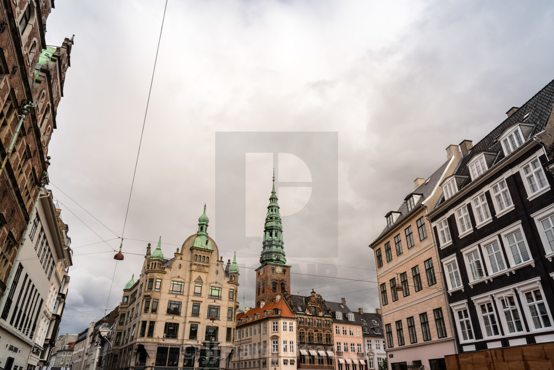 "Commercial street in historical city centre of Copenhagen" stock image