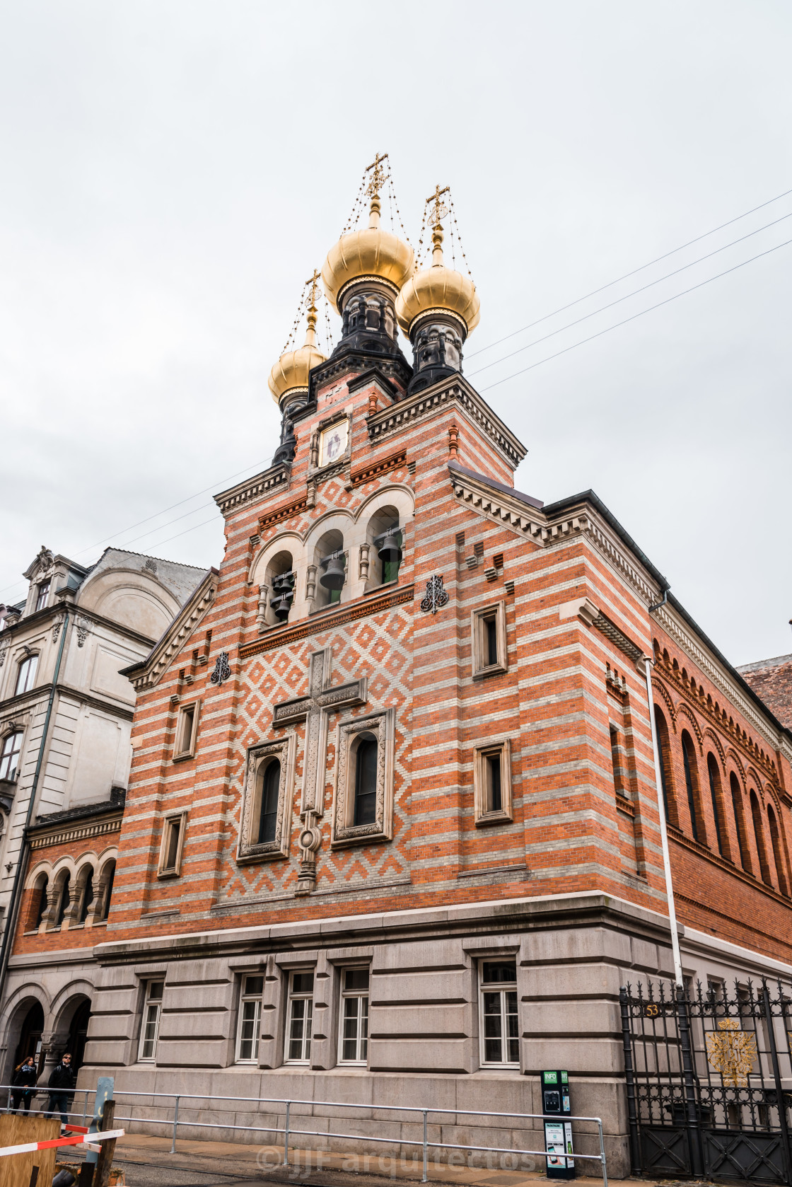 "The Russian Church in Copenhagen. Low angle view against overcas" stock image