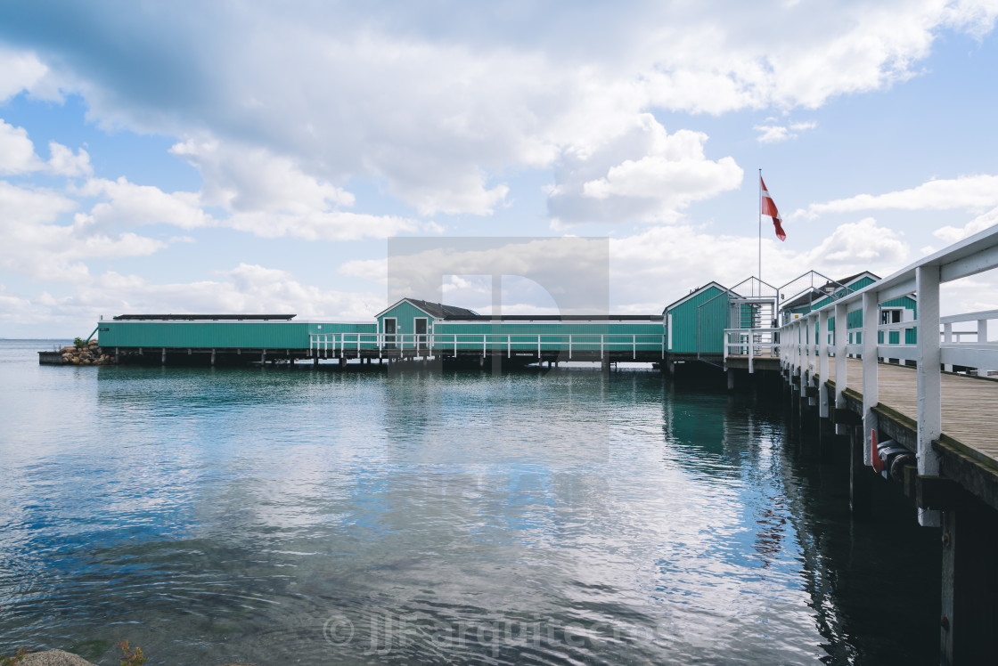 "Private deck for swimming in the baltic coast of Copenhagen with" stock image