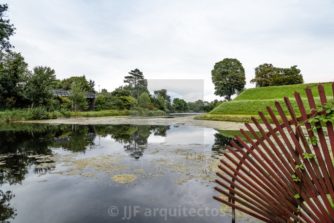 "Pond in Churchill Park in Copenhagen, Denmark, a cloudy day of s" stock image