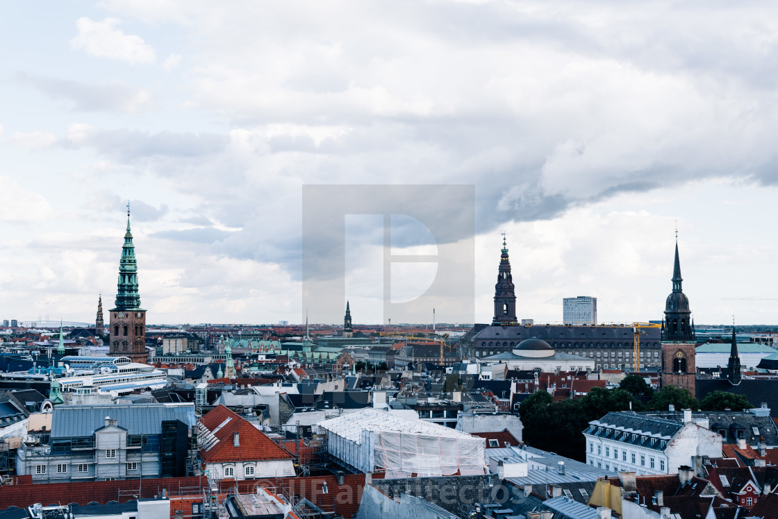 "Aerial view of Copenahagen a cloudy day of summer from The Runde" stock image