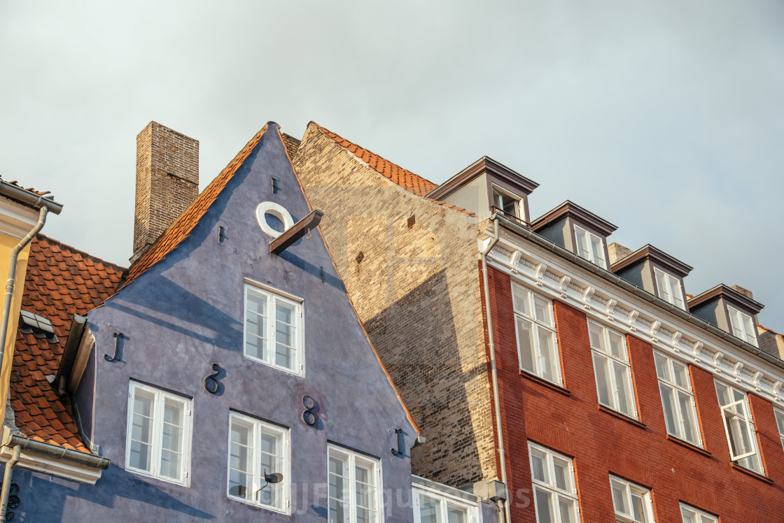 "Low angle view of old residential buildings in historical city c" stock image