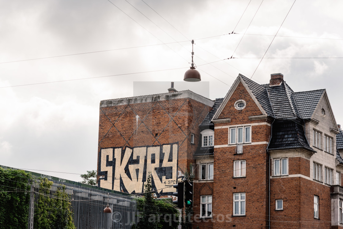 "Low angle view of old residential buildings in historical city c" stock image