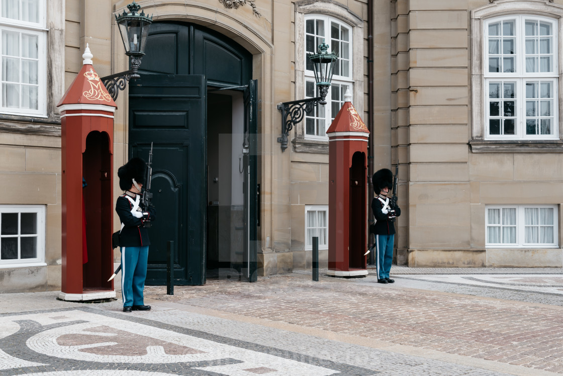 "The guards of honour guarding the gates of the Royal residence A" stock image