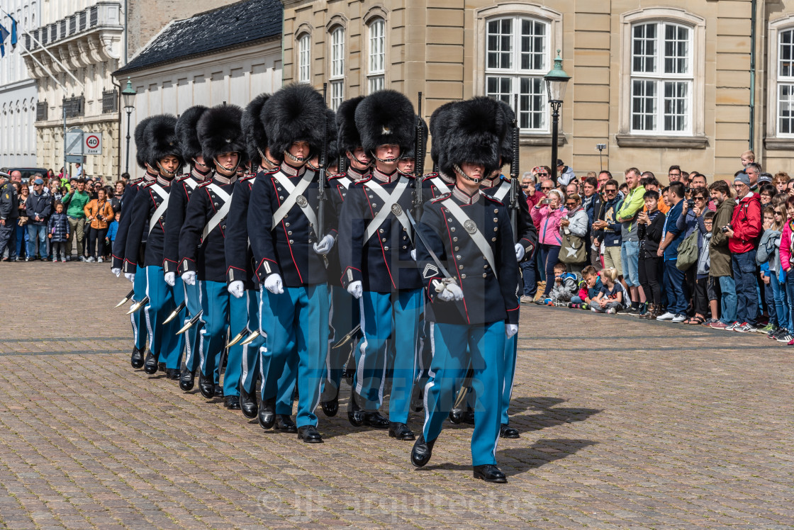 "Soldiers of the Danish Royal Life Guards for the changing of the" stock image