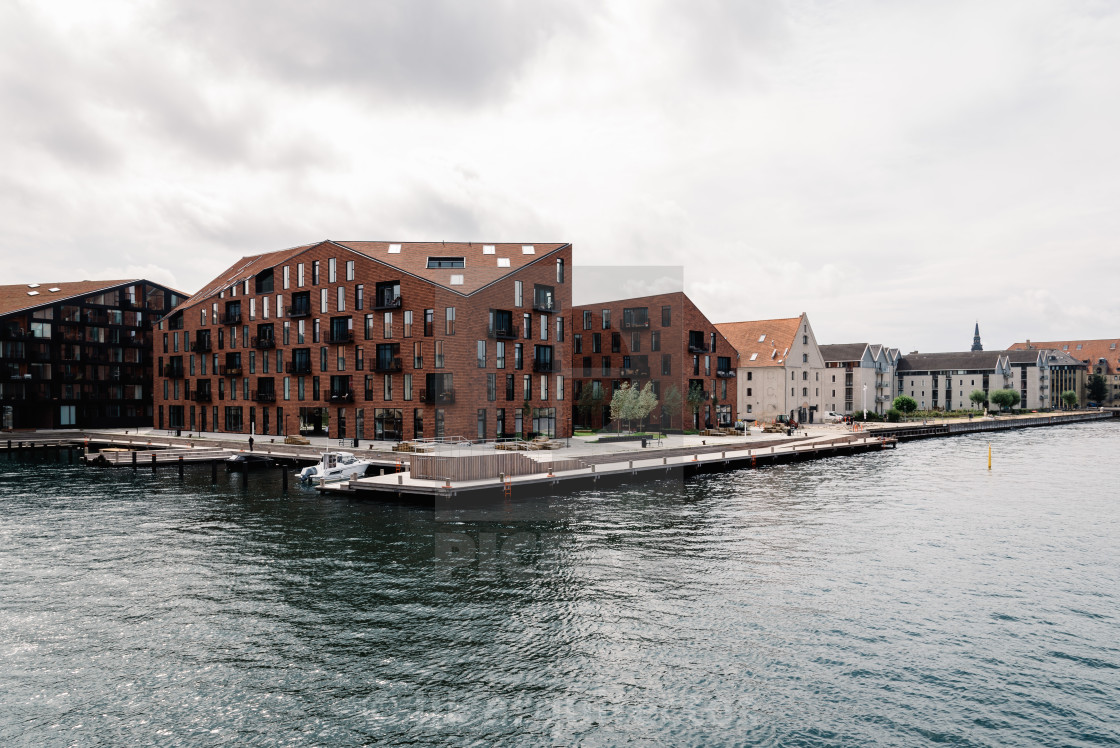 "Waterfront of Copenhagen with modern residential buildings" stock image