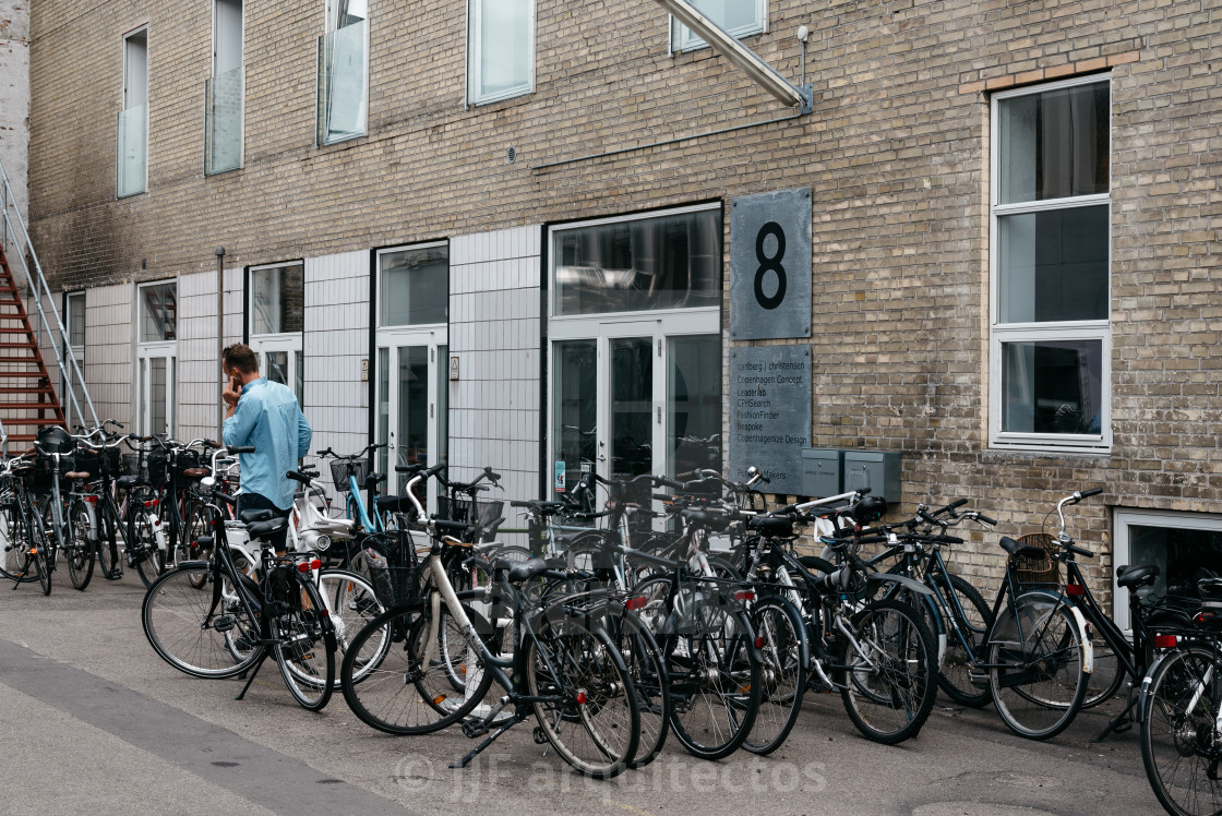 "Bicycle parking in School of Design in Copenhagen" stock image