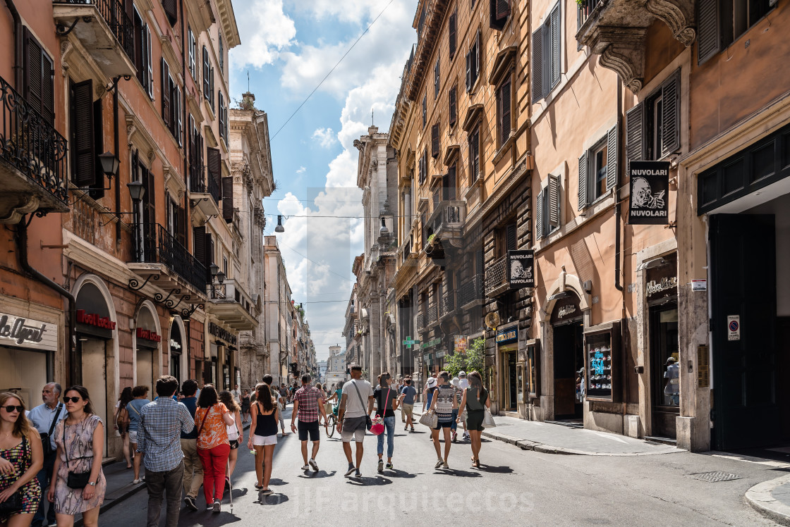 "Tourists in Via del Corso a sunny day of summer" stock image