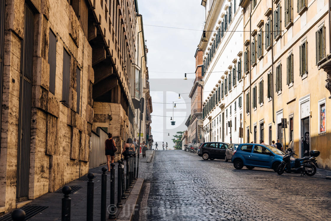 "Traditional street in the historical centre of Rome." stock image