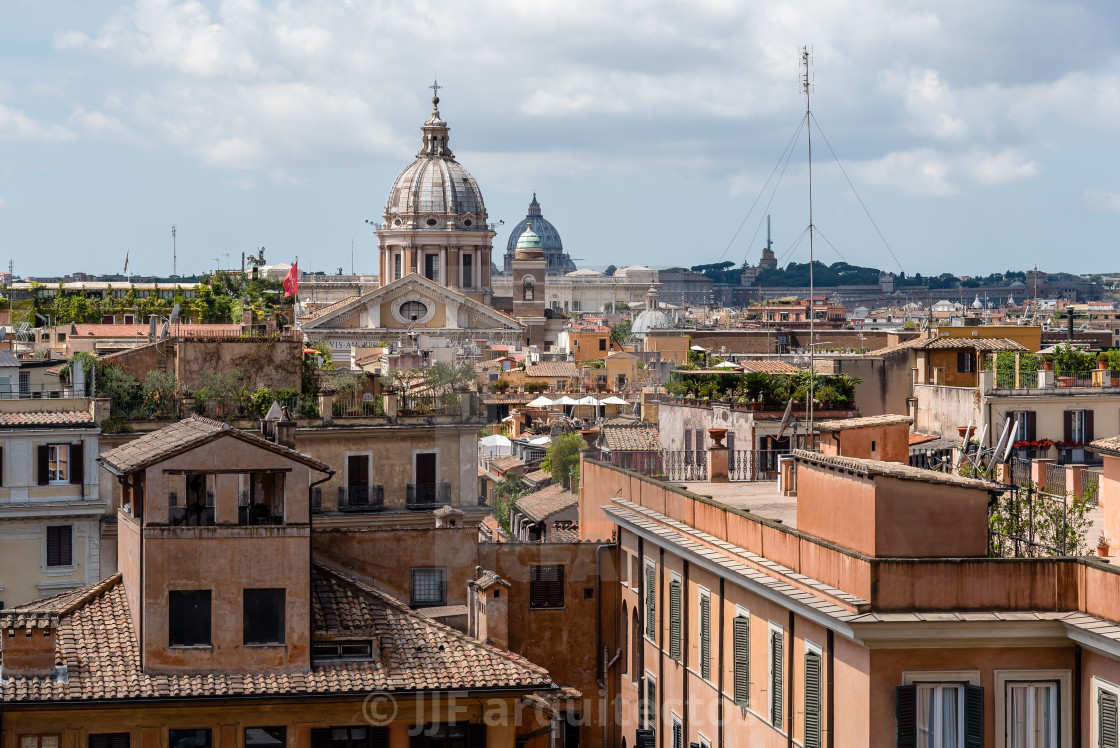 "View of Rome from Piazza della Trinita dei Monti a sunny summer" stock image