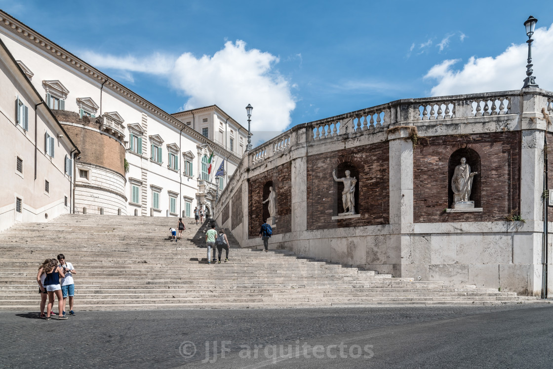 "Staircase with tourists in the Quirinal Palace in Rome" stock image