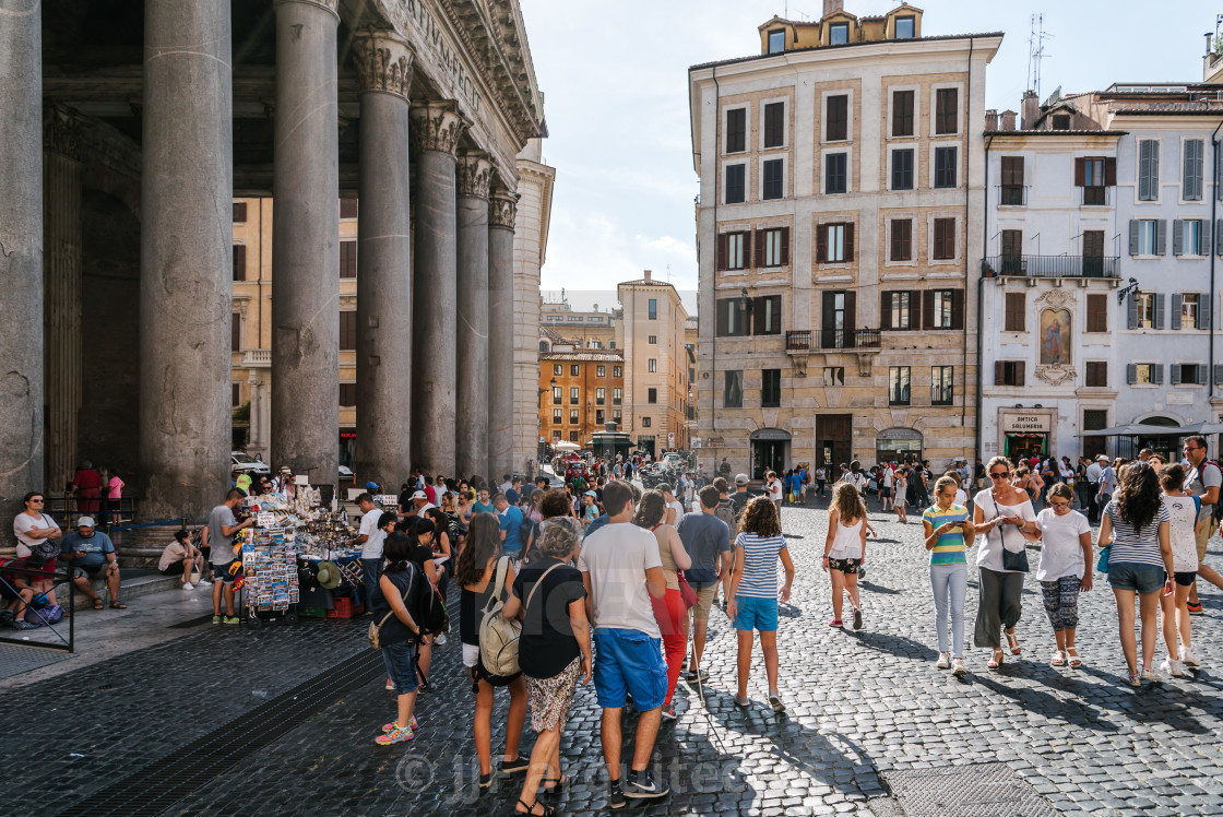 "Outdoor view of Pantheon of Agripa in Rome a sunny summer day" stock image