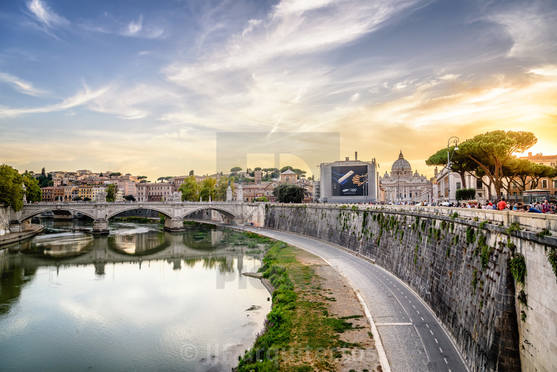 "Scenic view of Vatican city at sunset" stock image