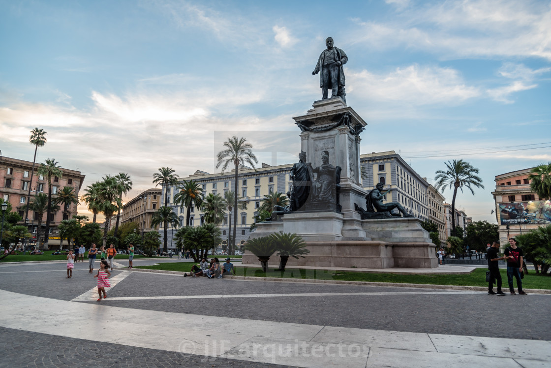 "Sunset on Piazza Cavour in Rome near Castel Sant Angelo" stock image