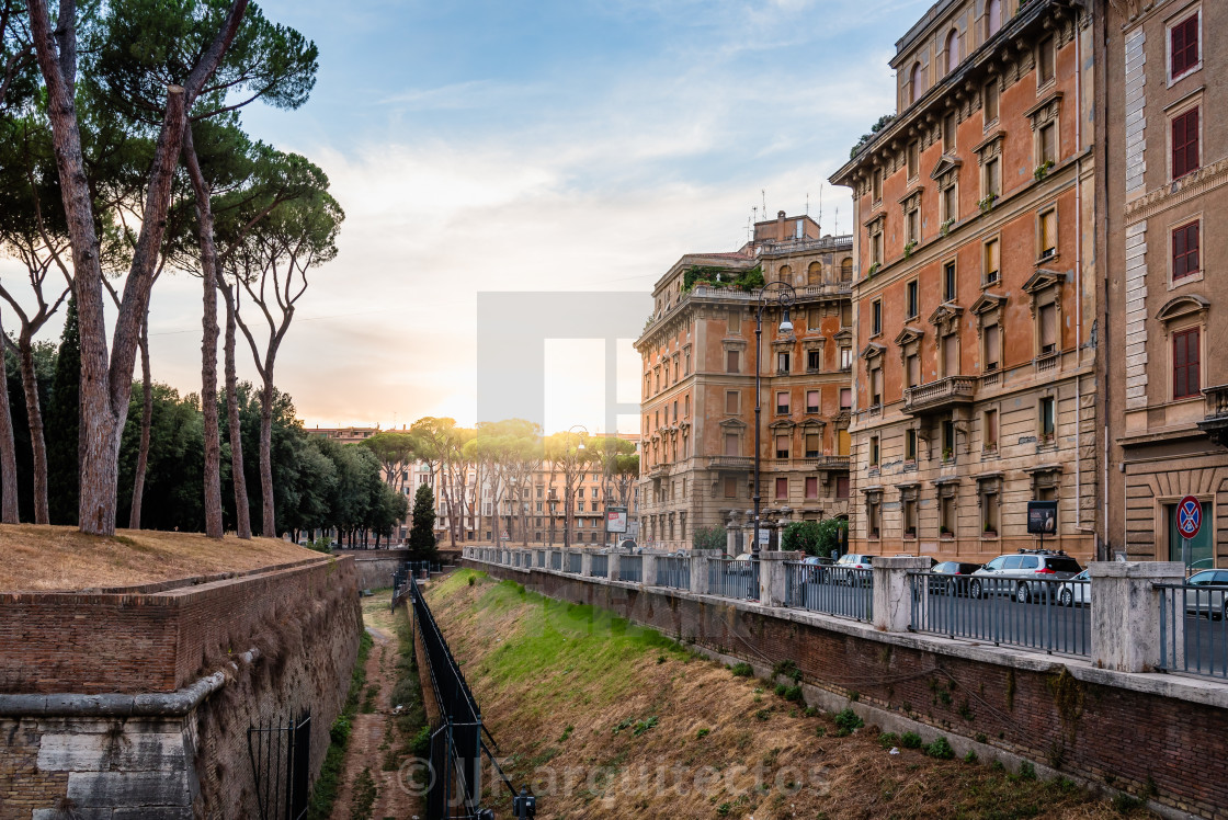 "Sunset on Piazza Adriana in Rome near Castel Sant Angelo" stock image