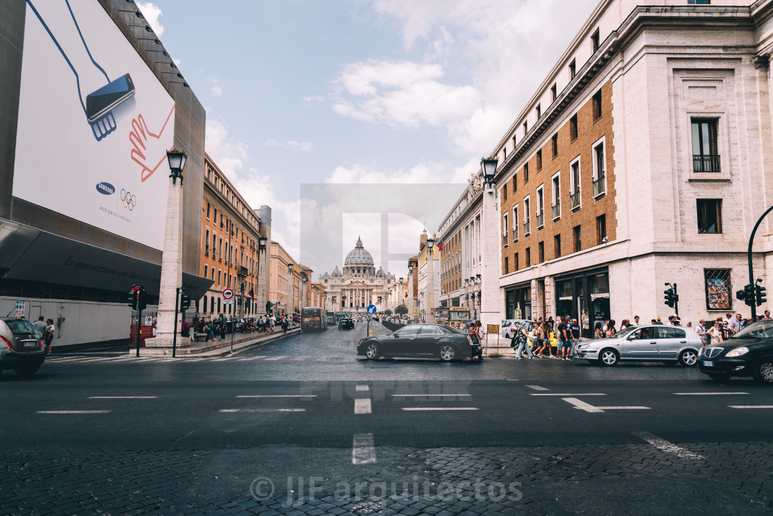 "Via della Conciliazione in Rome a sunny day of summer" stock image