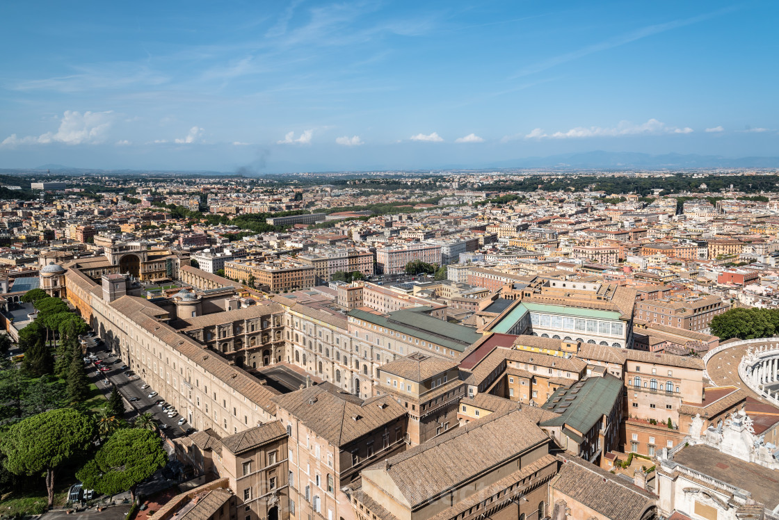 "Aerial view of vatican Museums from from the dome of Basilica" stock image