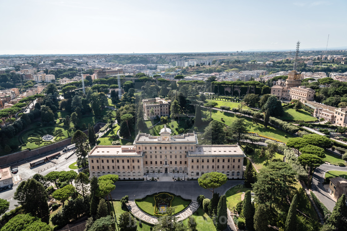 "Aerial view of Vatican City from from the dome of Basilica" stock image