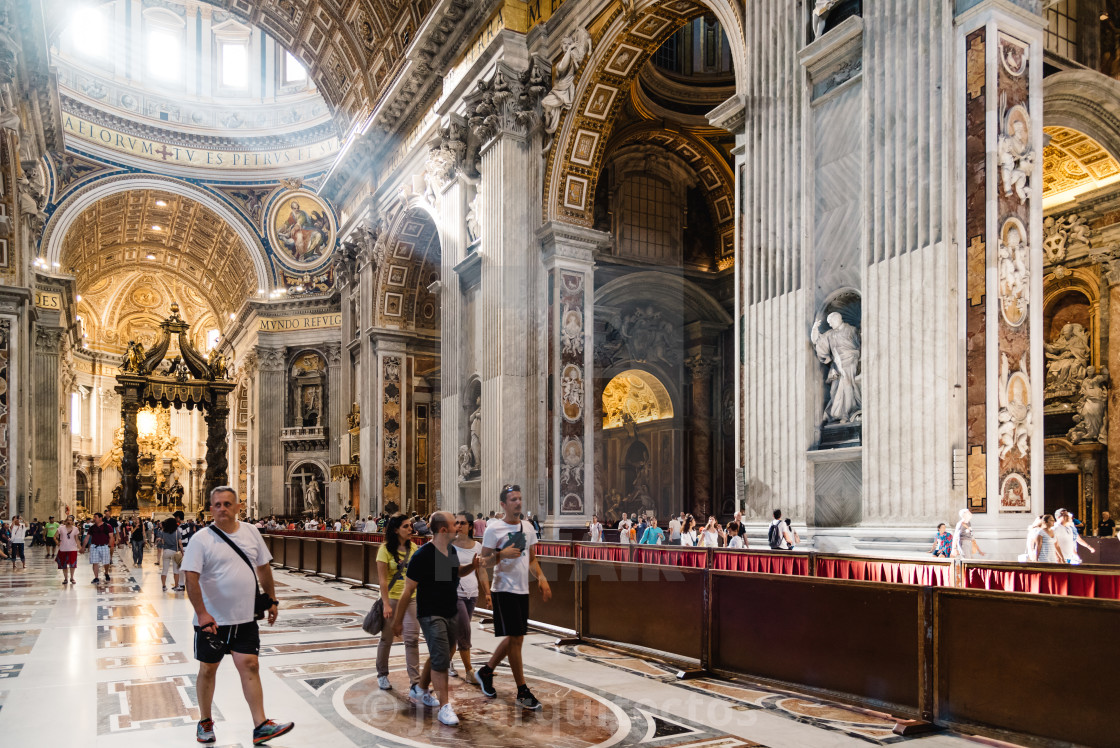 "People in the Interior of St Peters Cathedral" stock image