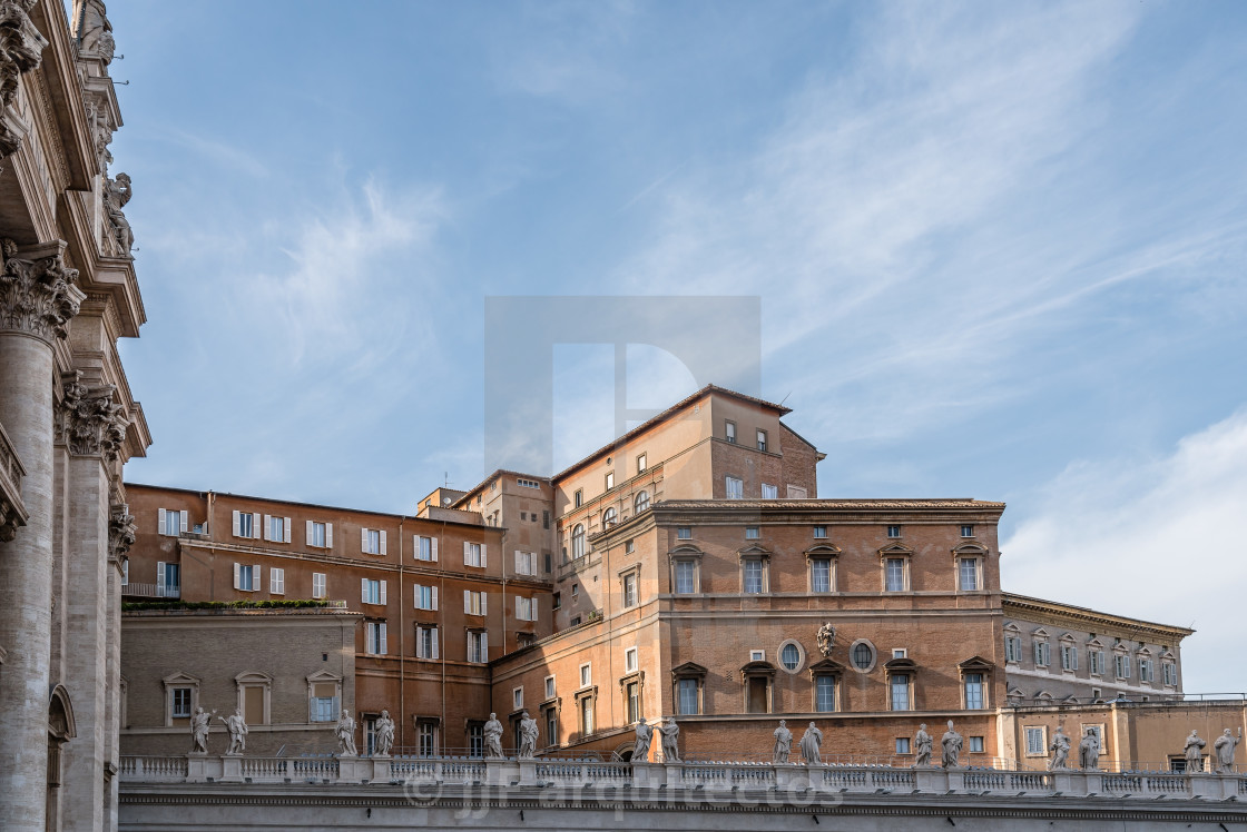 "Exterior view of a Dome in the Basilica of St Peter. Low angle v" stock image